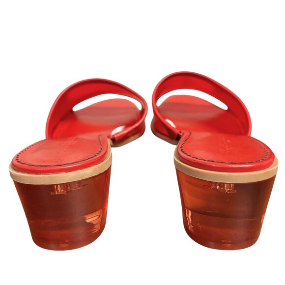 Karl Lagerfeld 'Faina' Transparent Red Slip-On Block Heel Sandal - Picture 3 of 6